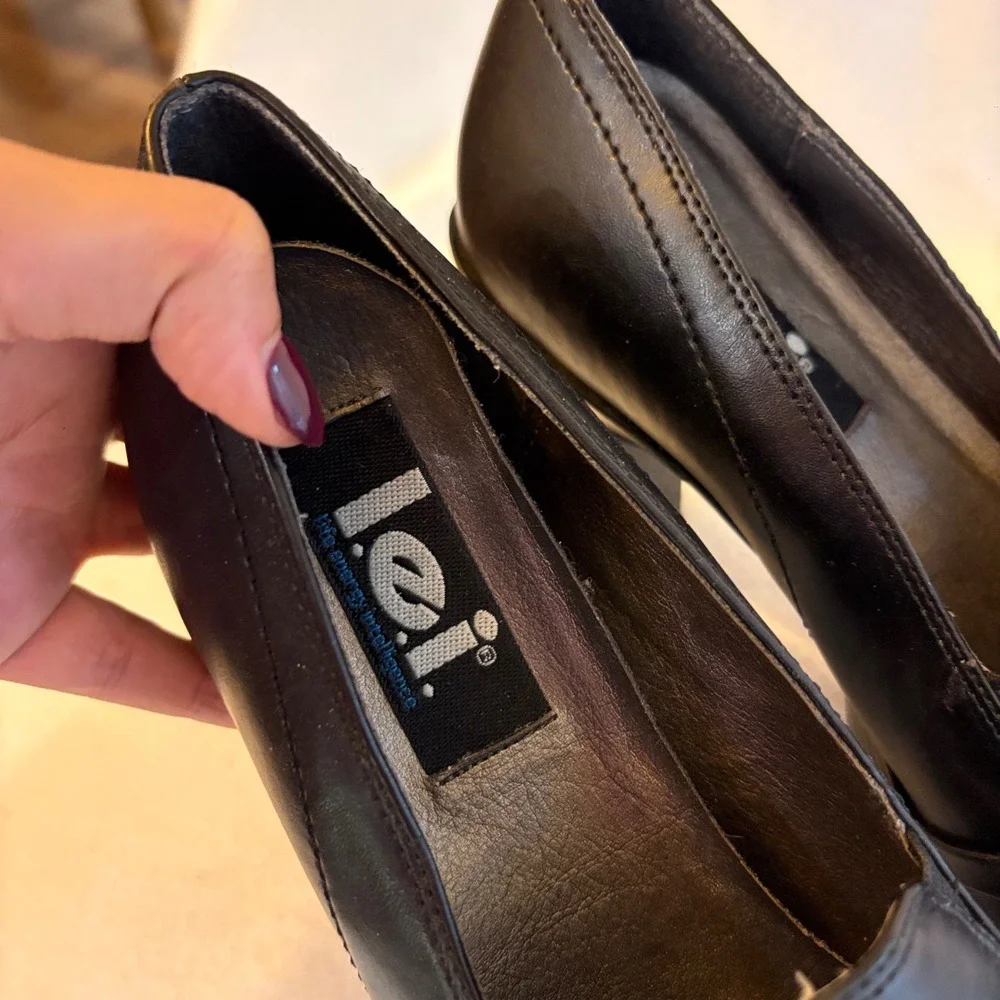 LEI Vintage Black Chunky Platform Loafers Block Heel 8.5 ONYXX Y2K Lug Sole